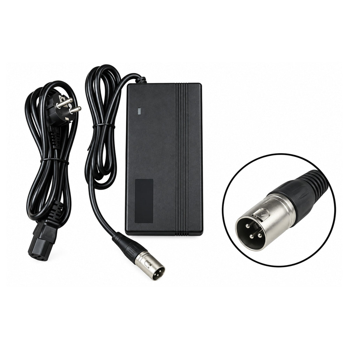 E-bike oplader 48V – 54,6V 1,8A – XLR 3-pins – zwart