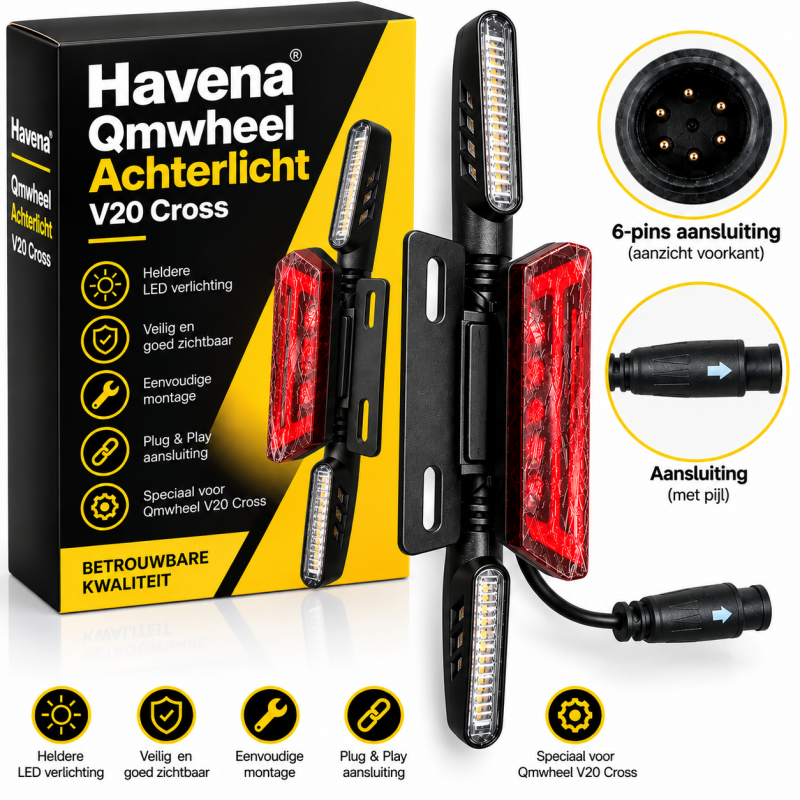 Havena achterlicht Qmwheel V20 Cross – LED met richtingaanwijzers