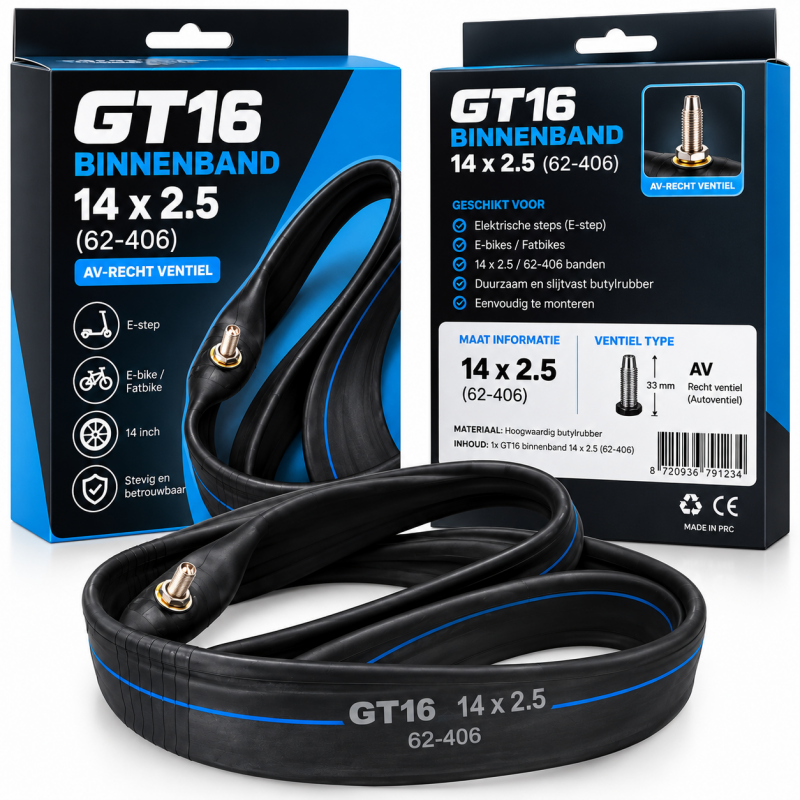 Ouxi GT16 binnenband 14x2.5 (62-406) – autoventiel