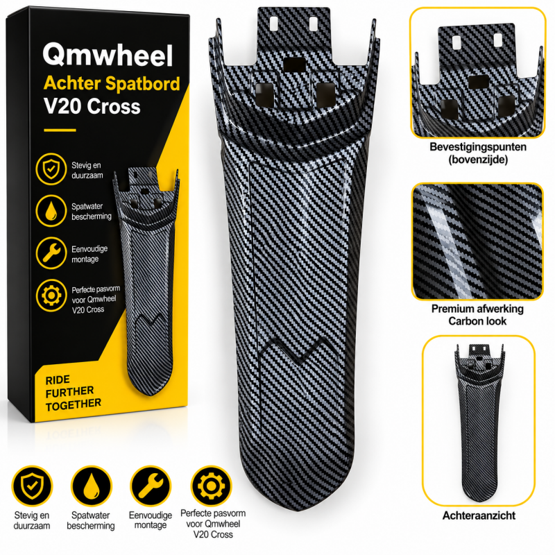 Qmwheel V20 Cross achterspatbord – carbon look